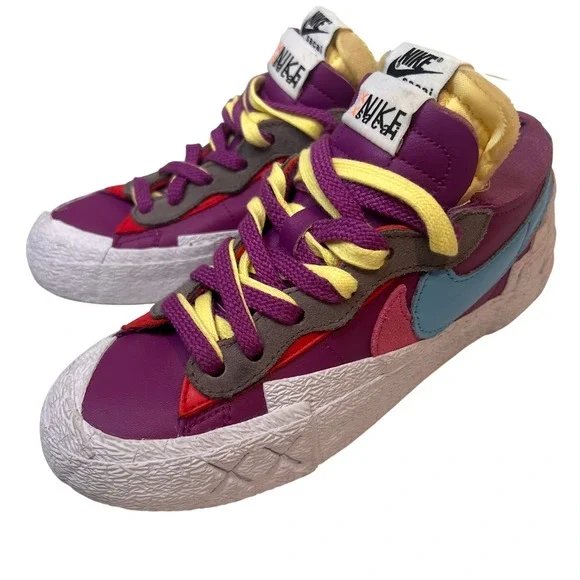 Nike‎ x Sacai Blazer Low Purple Yellow Sneakers Fashion Designer Shoes - Picture 2 of 12
